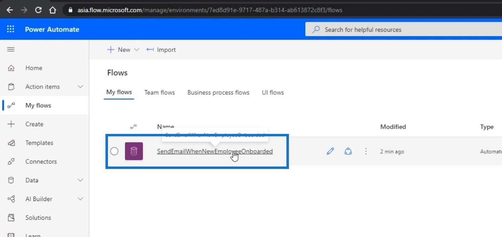 Business Process Flow -integraatio Power Automatessa