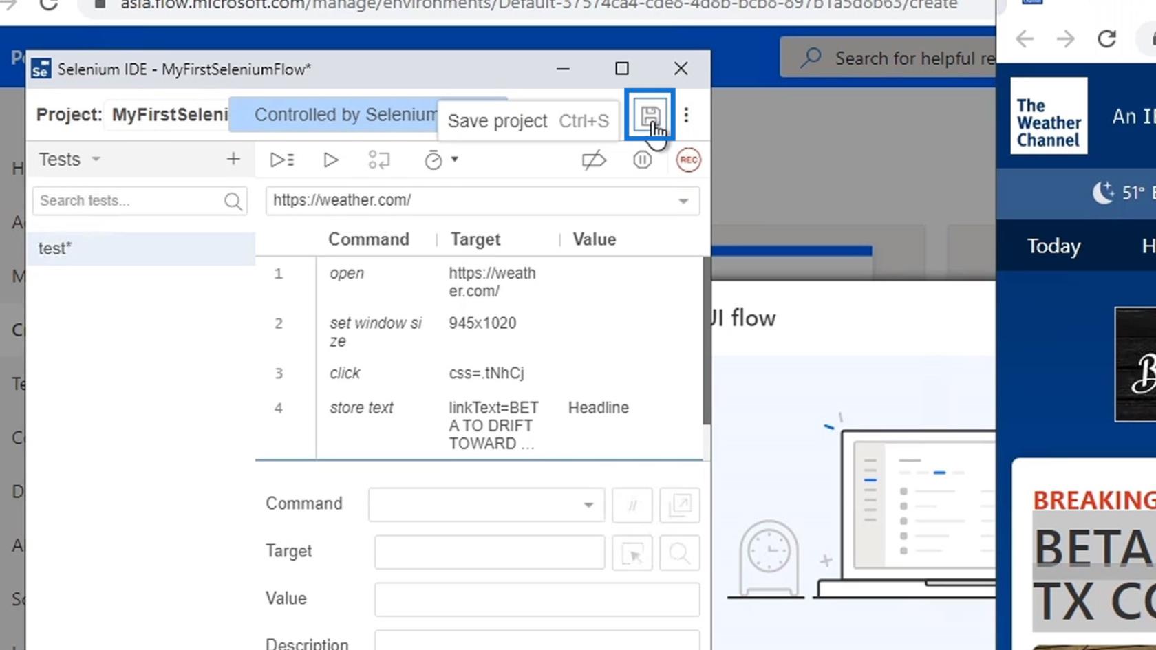 Selenium IDE a Power Automate UI Flowsban