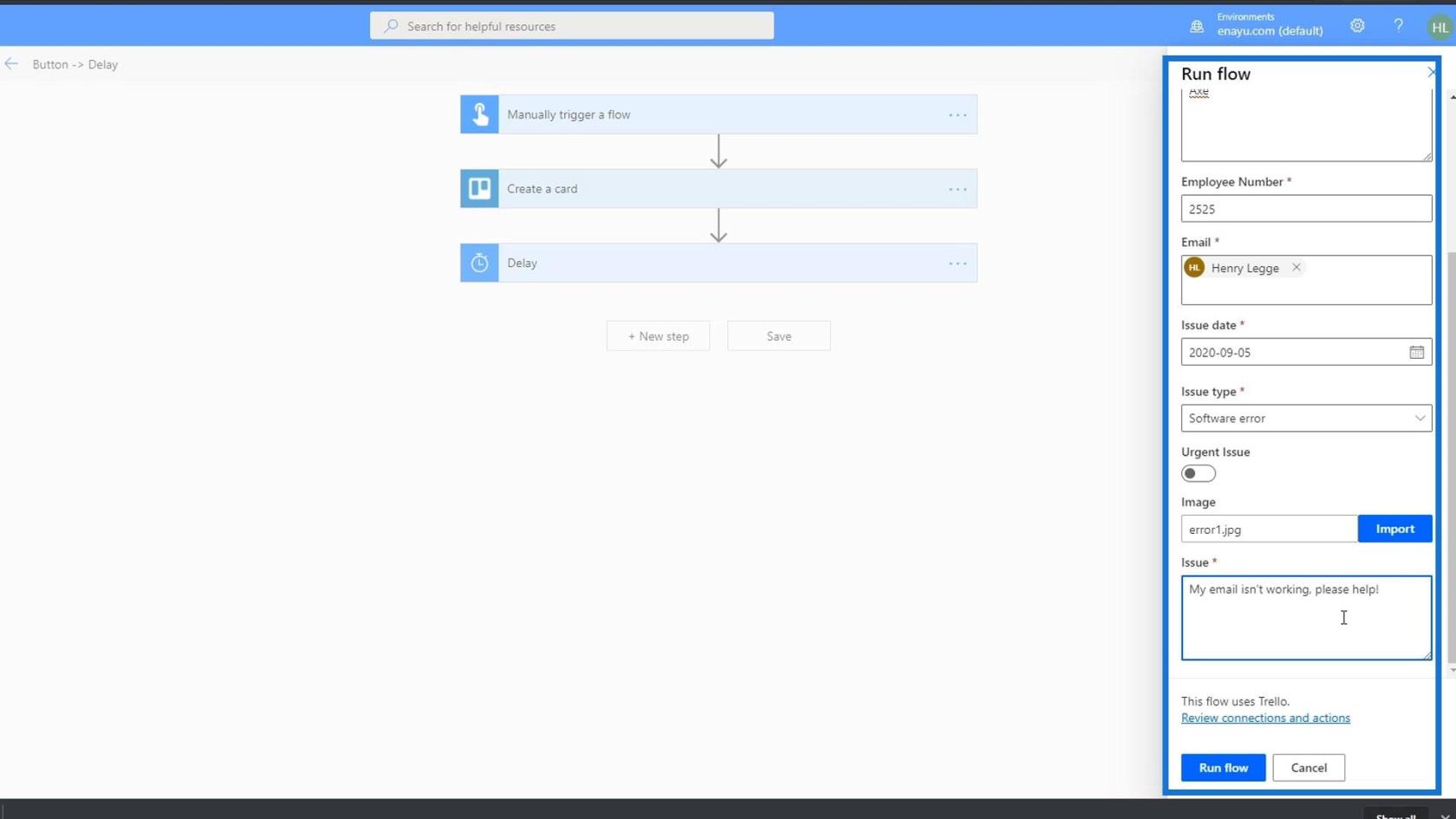 Vstupy pracovného toku v Microsoft Power Automate