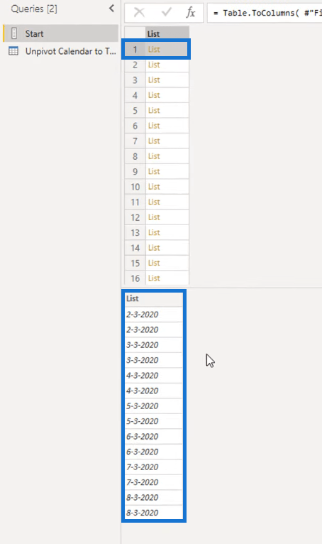 Gjøre kalendertypeoppsett til tabellformat i LuckyTemplates ved hjelp av Query Editor