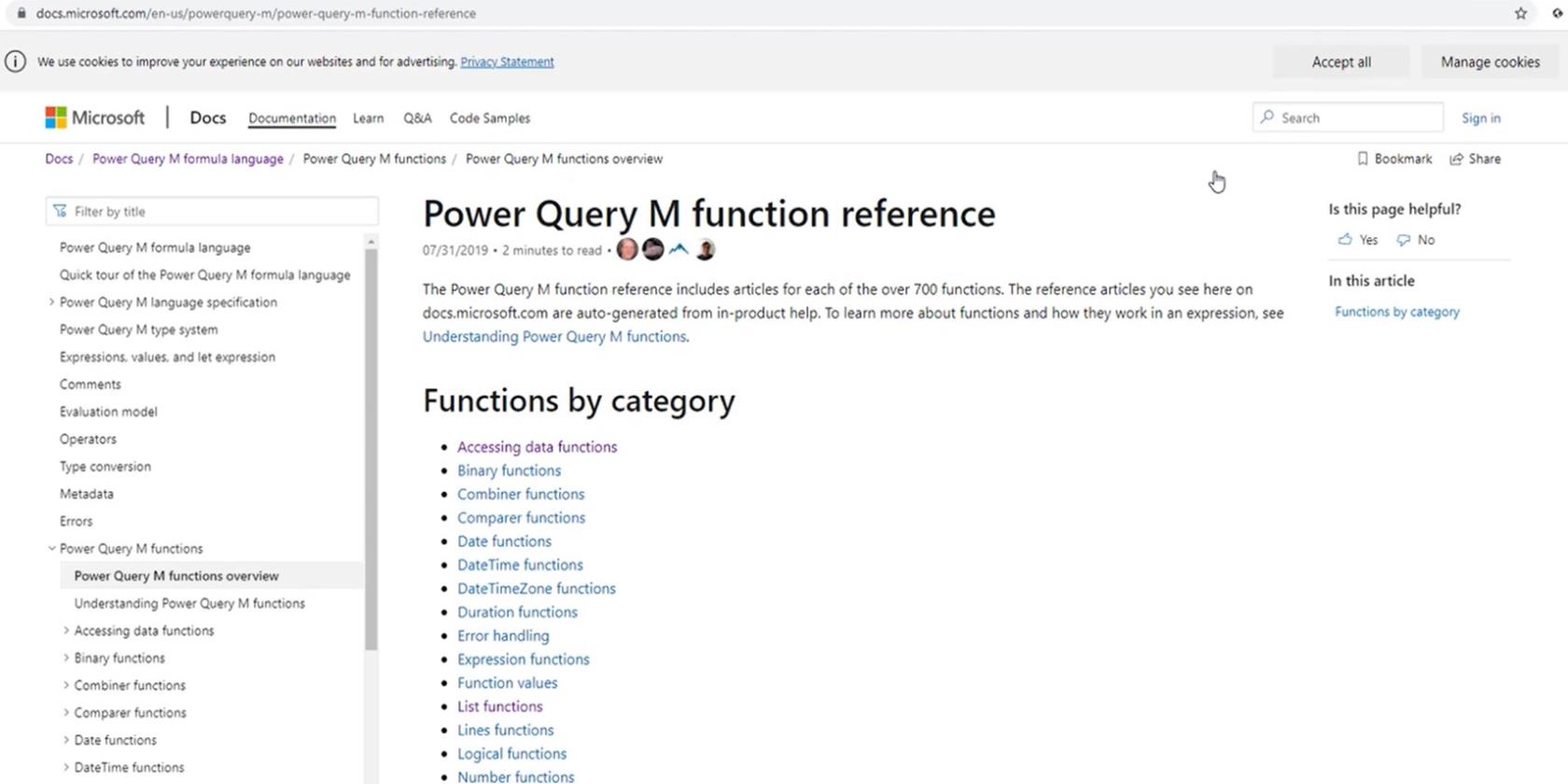 Power Query-funksjoner: En oversikt