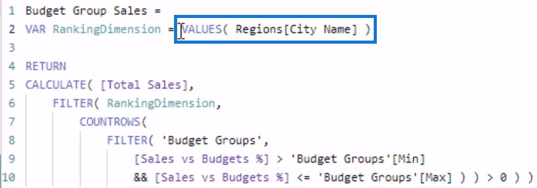 Az eredmények csoportosítása a teljesítmény és a referenciaértékek alapján a LuckyTemplates programban