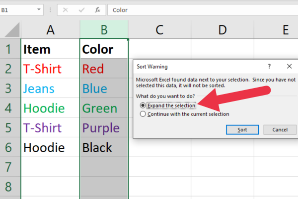 Slik sorterer du i Excel og holder rader sammen: 4 enkle metoder