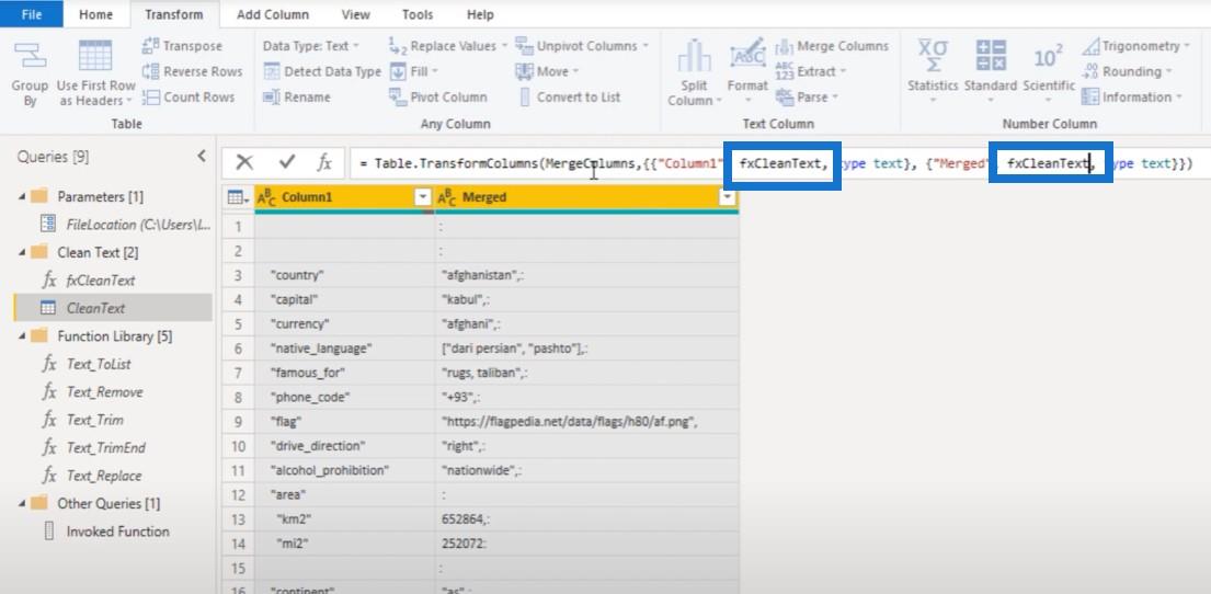 Opprette en tilpasset tekstrensefunksjon i Power Query