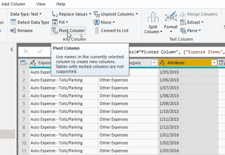 Unpivot and Pivot Basics in LuckyTemplates – Query Editor Review