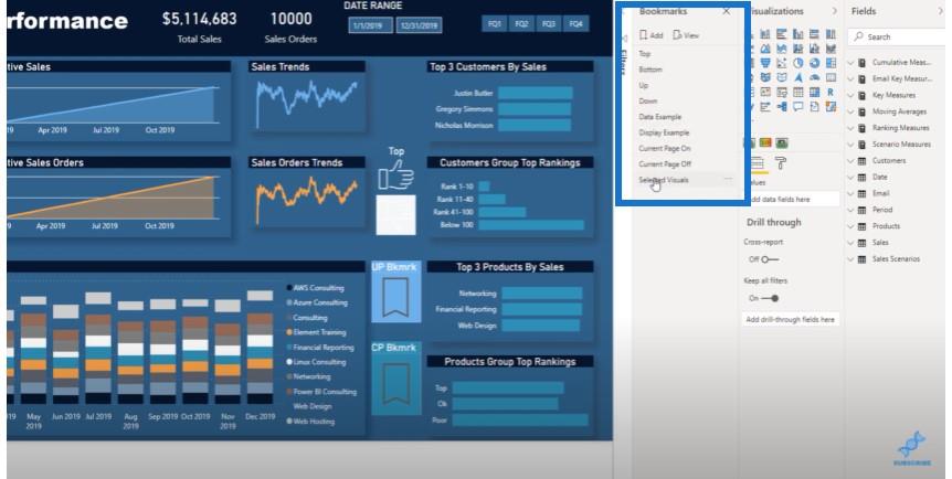 Slik bruker du alternativer i et bokmerke i LuckyTemplates