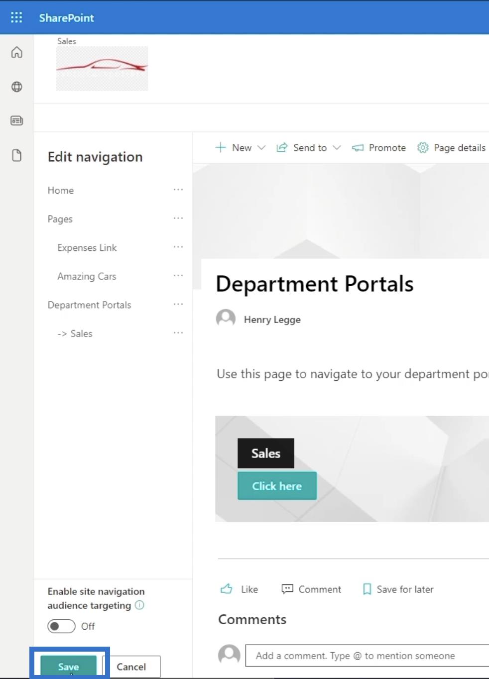 Prvky navigace na webu SharePoint: Přehled