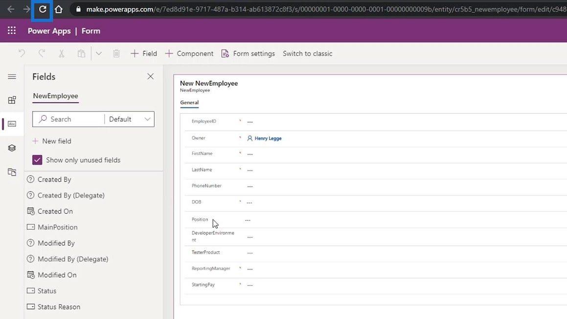 PowerApps űrlap: Mezők hozzáadása és módosítása