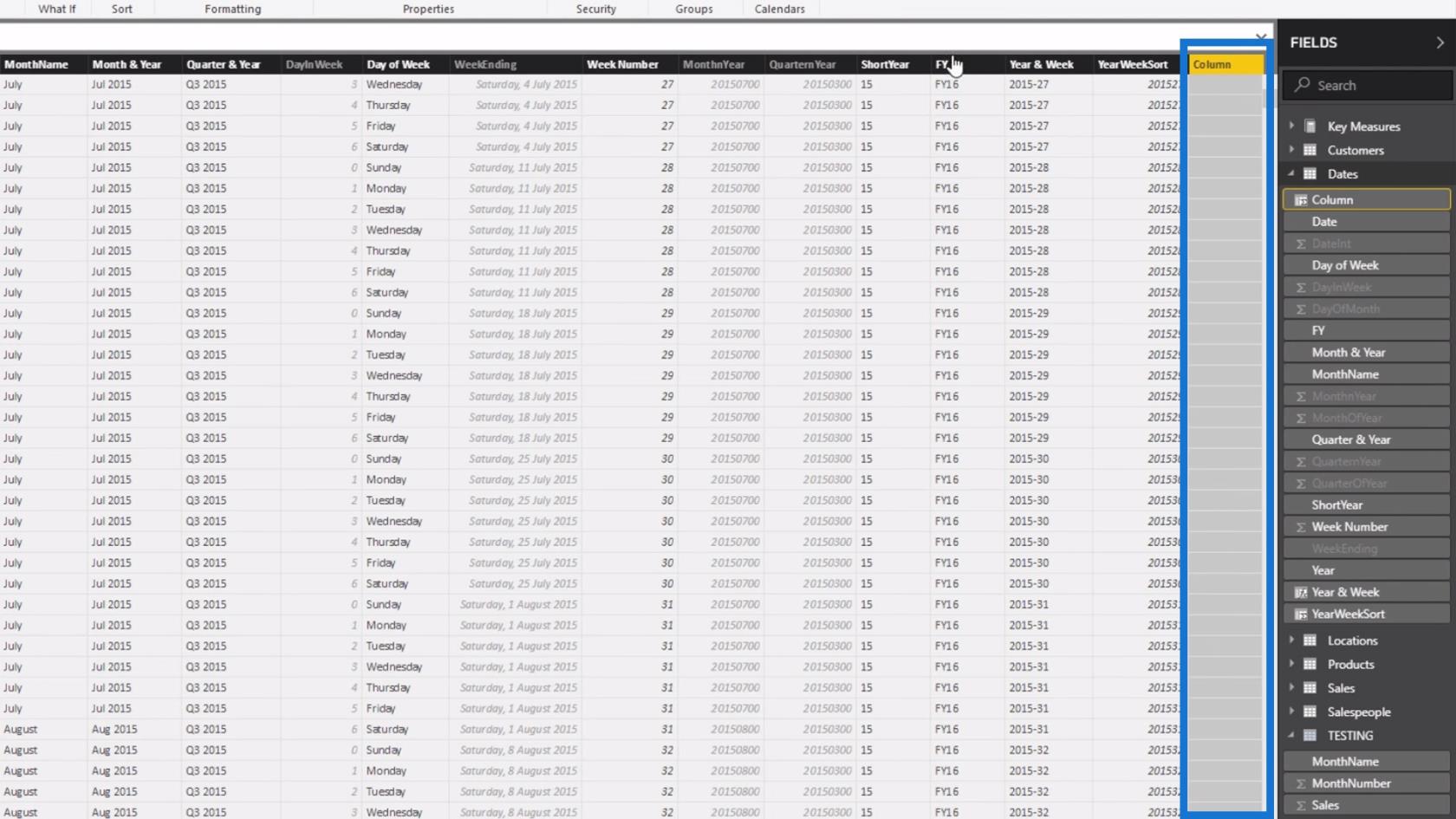 Filtrering af data efter tilpassede regnskabsår og kvartaler ved hjælp af beregnede kolonner i LuckyTemplates