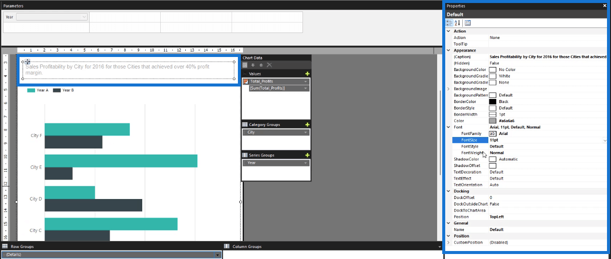 Sådan sorteres og filtreres diagram i Report Builder