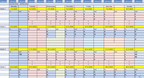 Naptár-elrendezések táblázatos formátumba Power Query segítségével