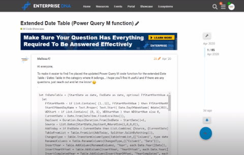 Розширена таблиця дат Функція Power Query M