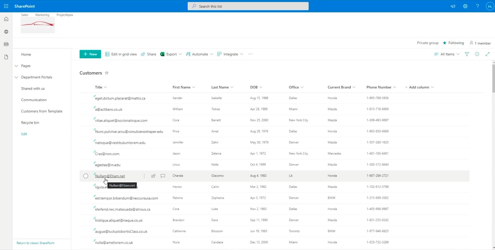 SharePoint listaelem: Egy- és több elem szerkesztése