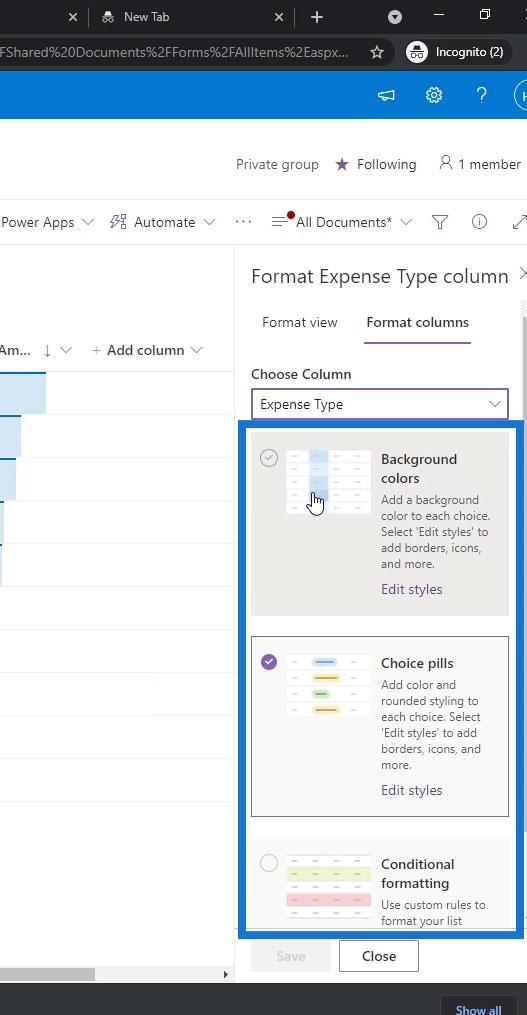 Se formatering i SharePoint