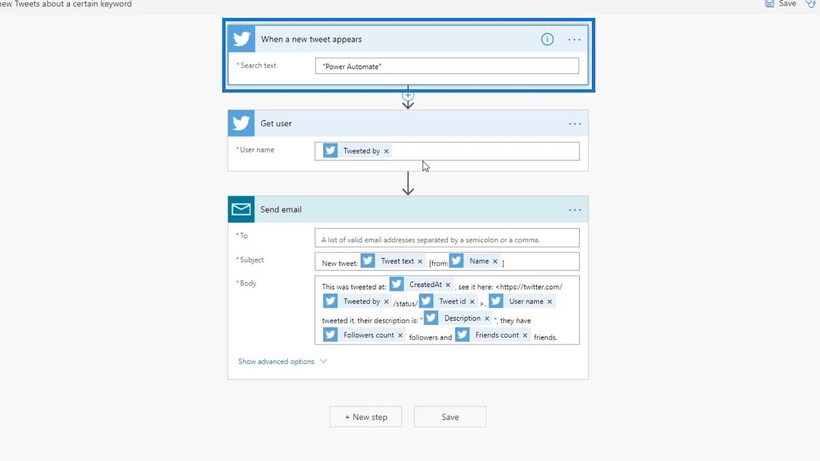 Automatiseret flow i Microsoft Power Automate