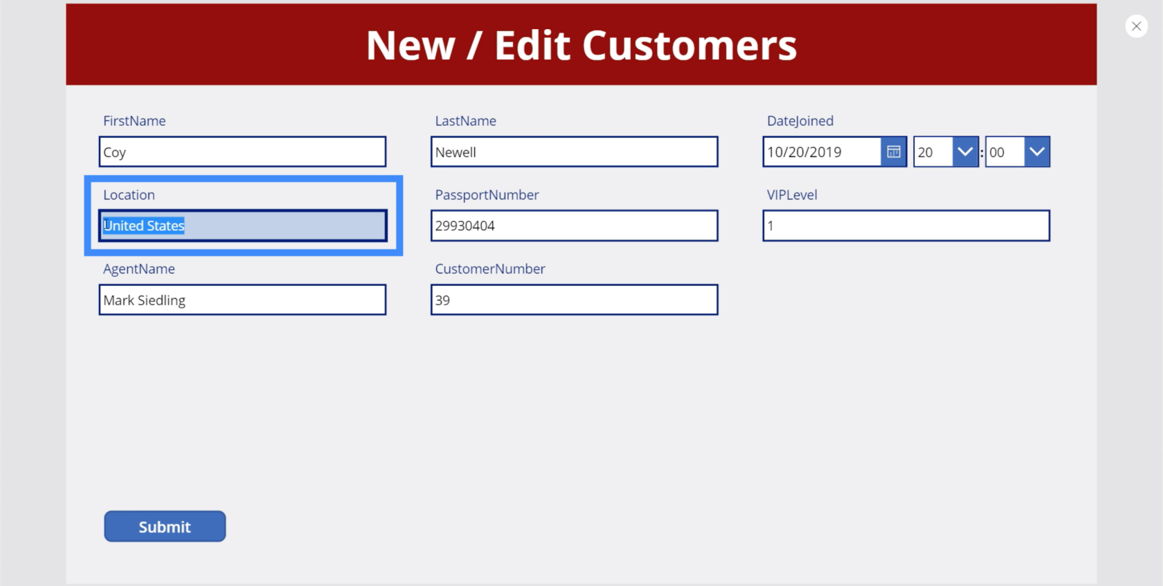 MS Power Apps detaljskärm och formulärskärm