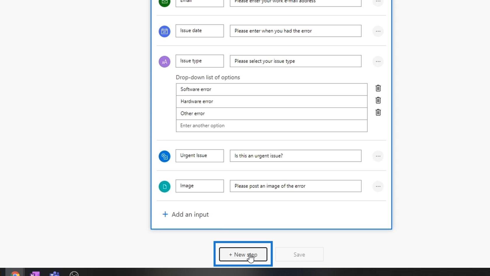 Workflow-input i Microsoft Power Automate