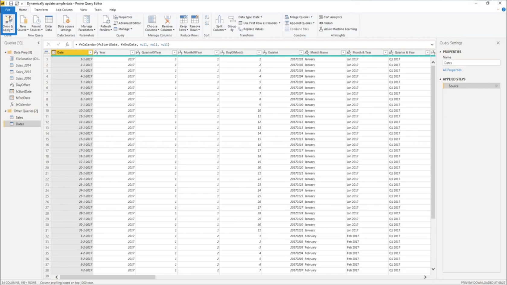 Opret et permanent opdateret øvelsesdatasæt i LuckyTemplates