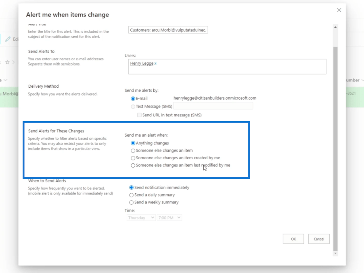 SharePoint List Alerts Opsætning