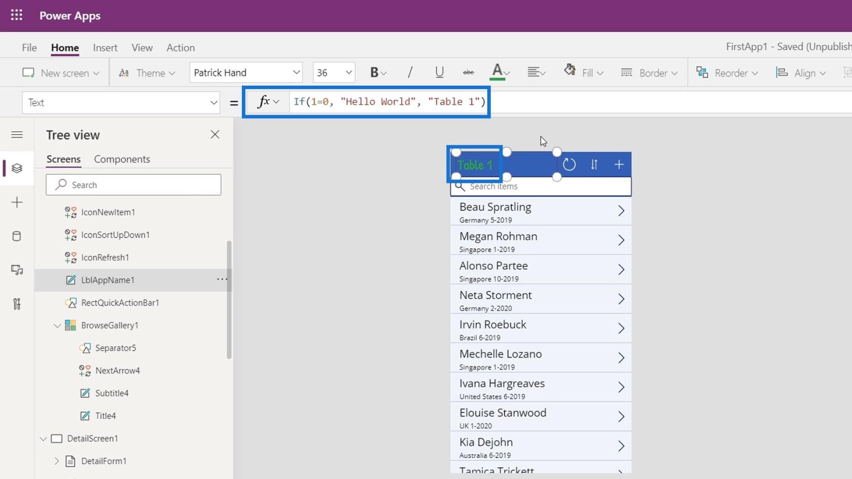 PowerApps funktioner og formler |  En introduktion