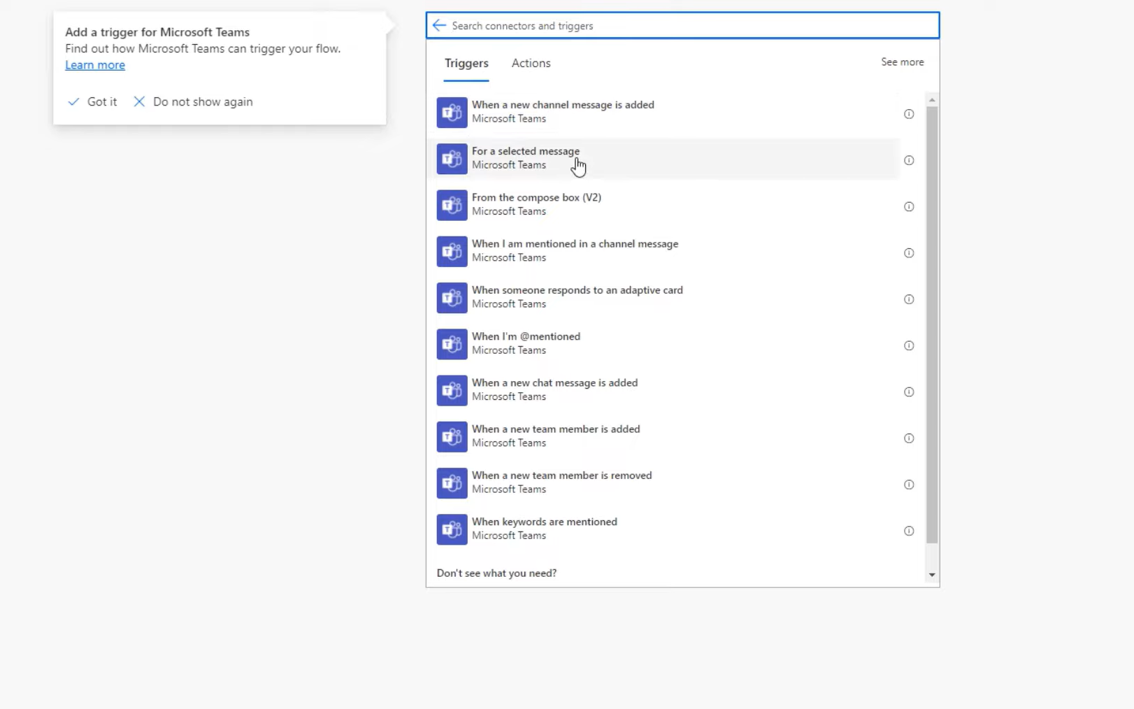 Adaptive kort i teams til at skabe genveje – Power Automate