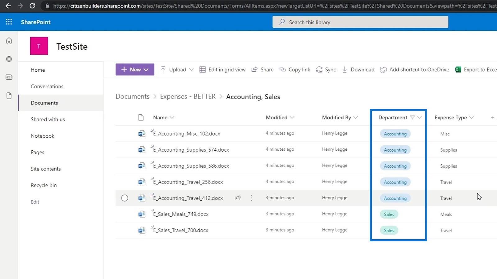 Filtrování metadat v souborech SharePoint