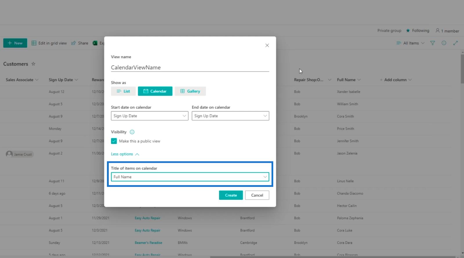 SharePoint Liste Kalendervisning