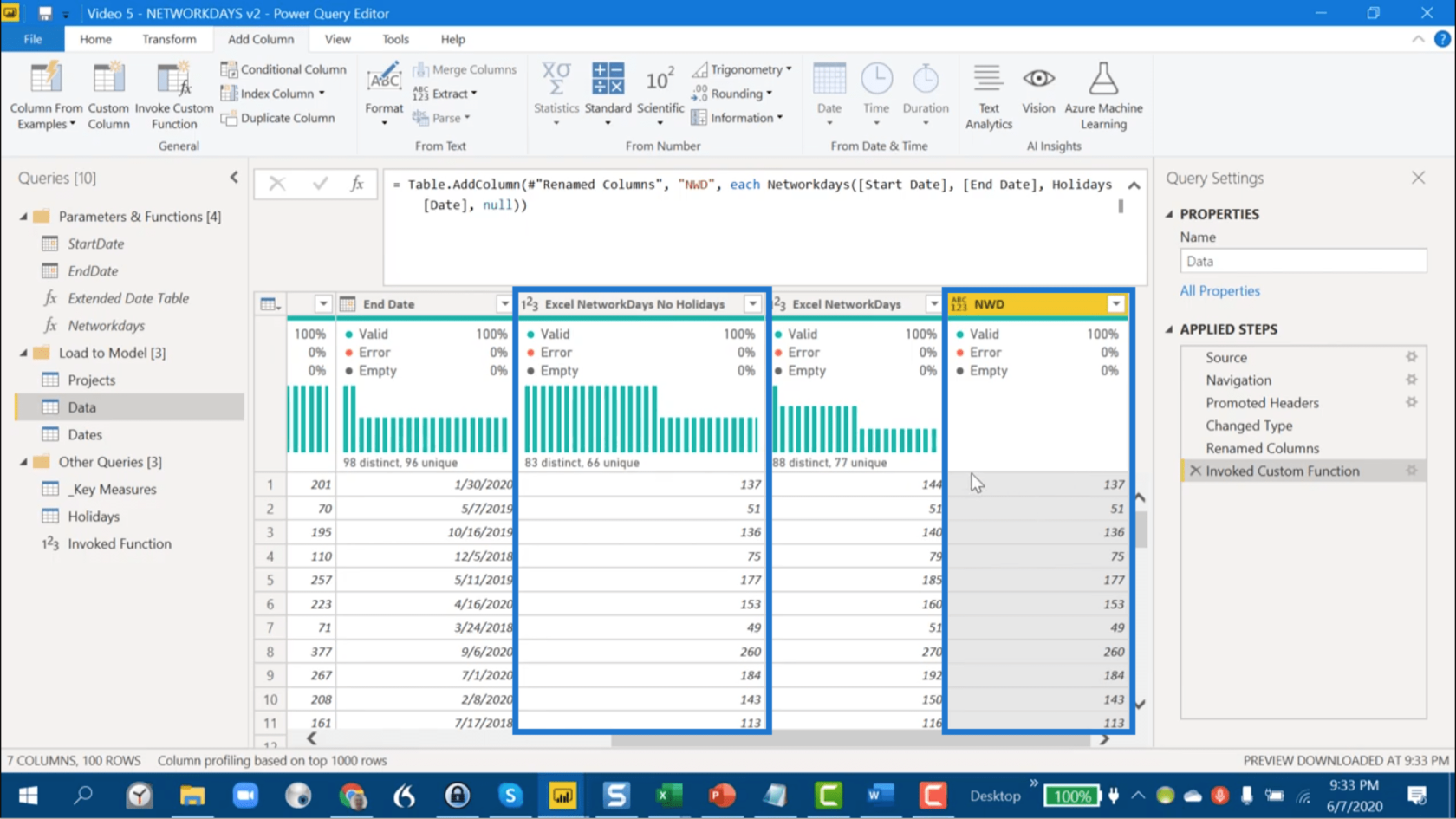 Beregn arbeidsdager mellom to datoer i LuckyTemplates