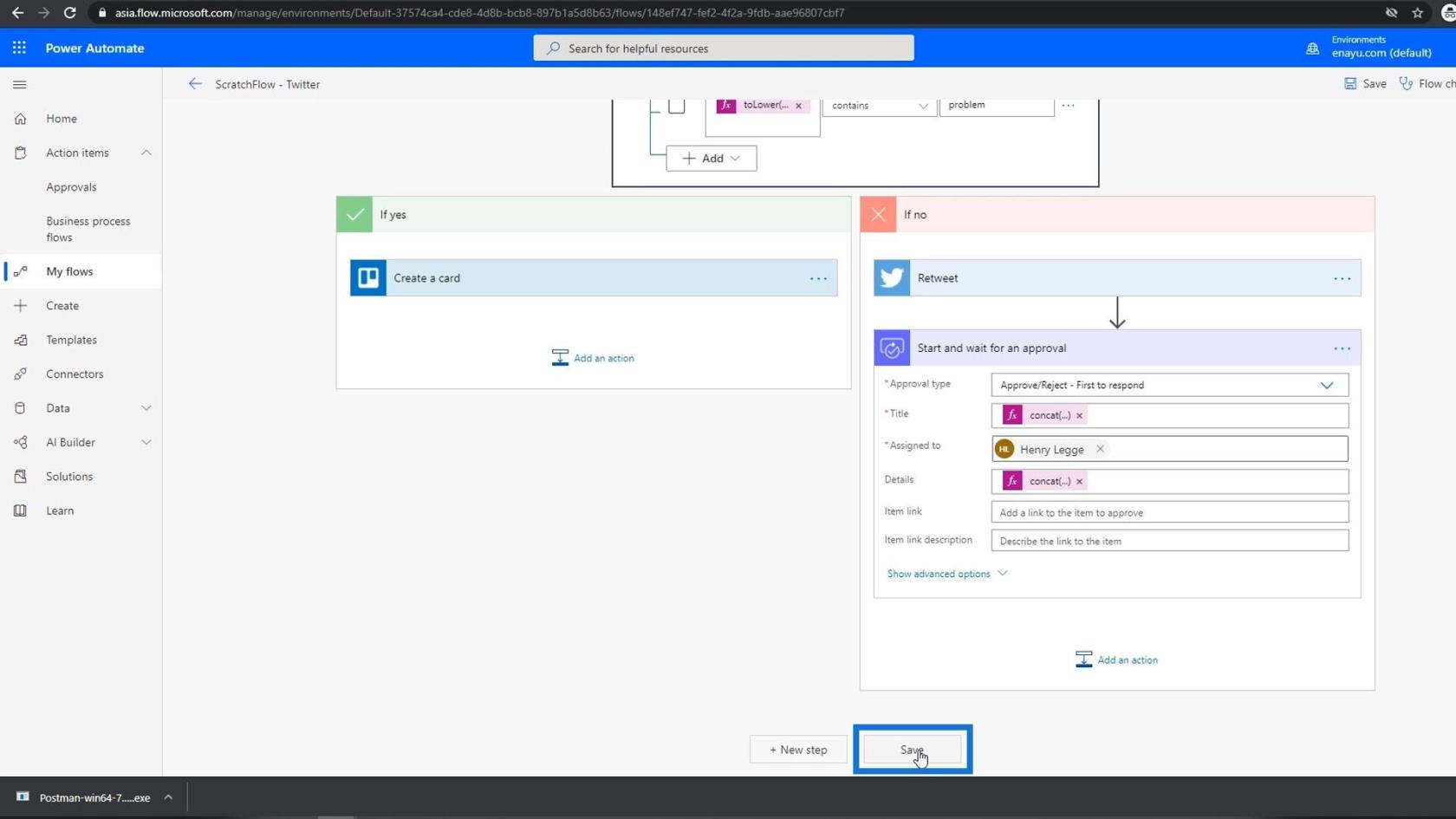 Opsætning og test af godkendelsesworkflow i Power Automate