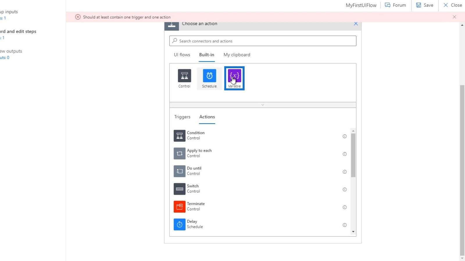 UI Flow-innganger i Microsoft Power Automate