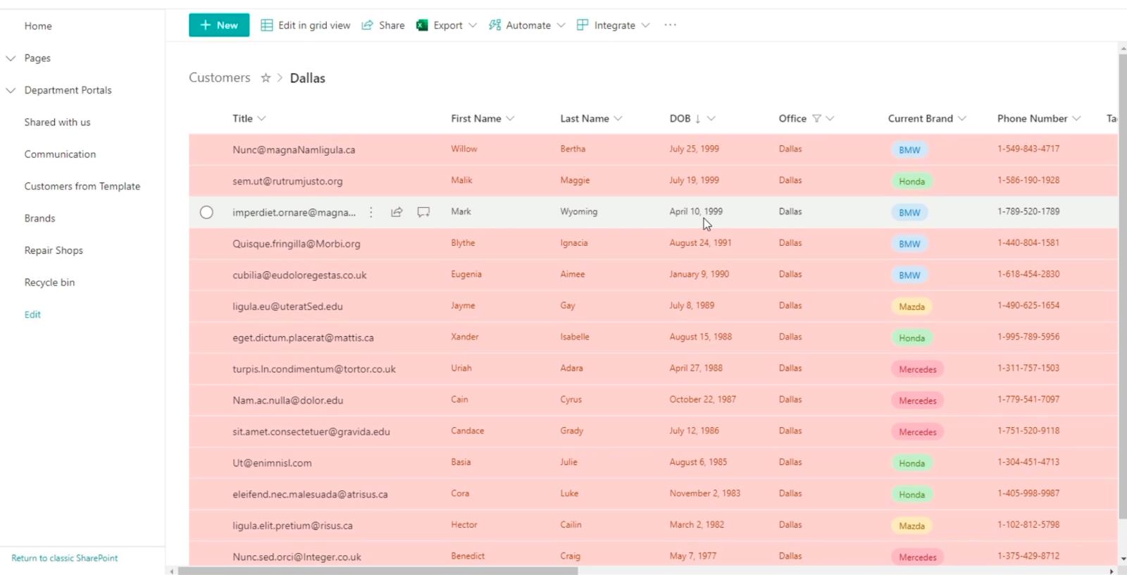 SharePoint List Formatering Walkthrough