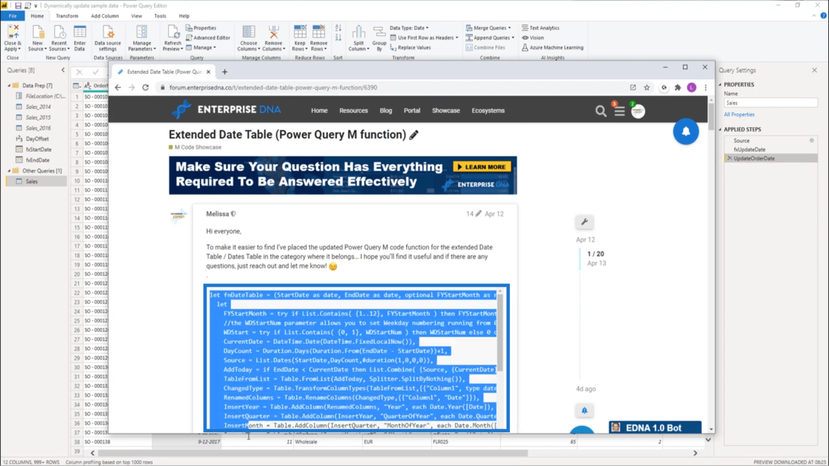 Opret et permanent opdateret øvelsesdatasæt i LuckyTemplates