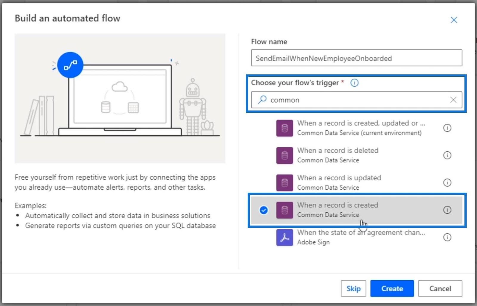 Business Process Flow Integration i Power Automate