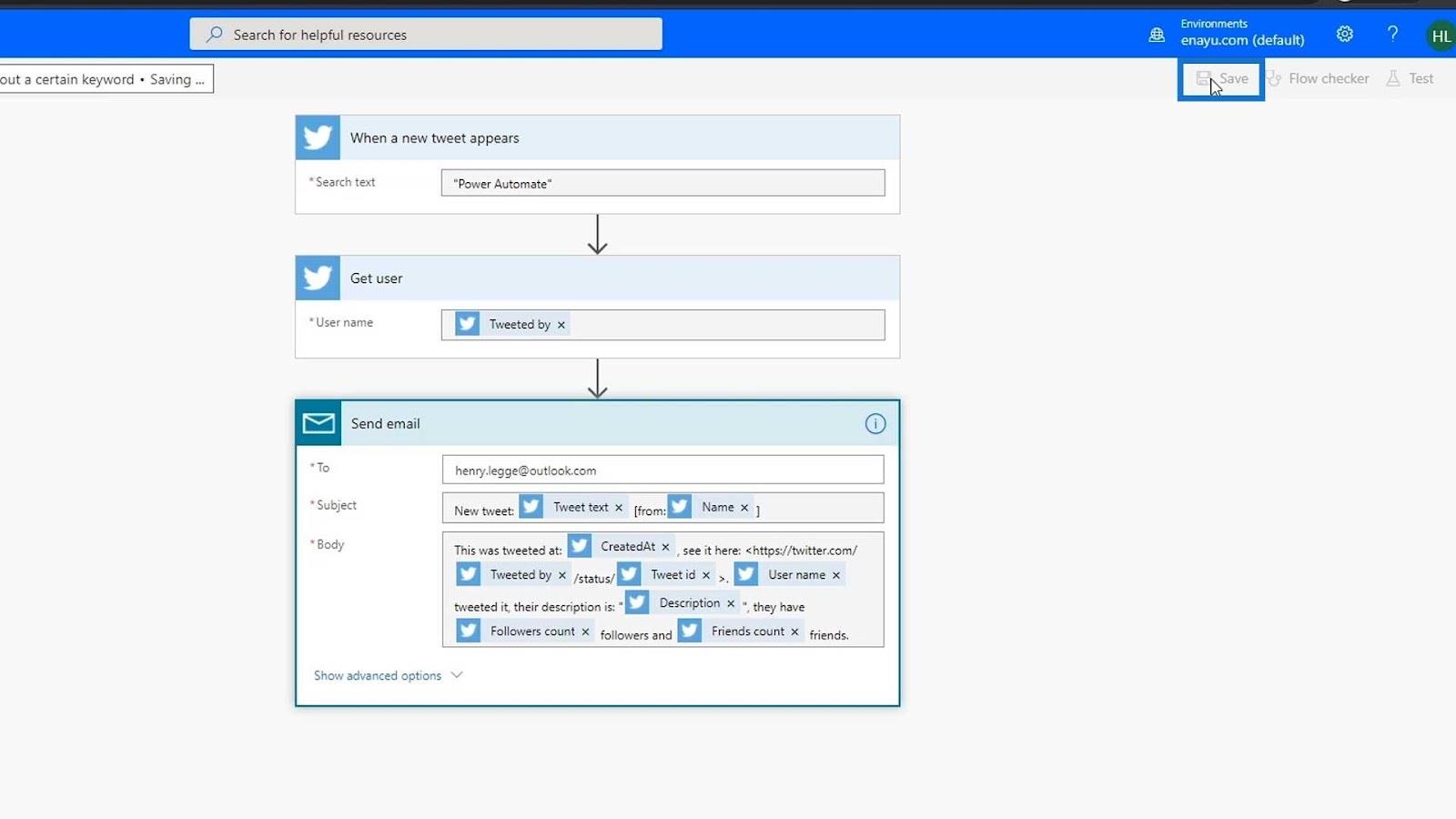 Automatiseret flow i Microsoft Power Automate