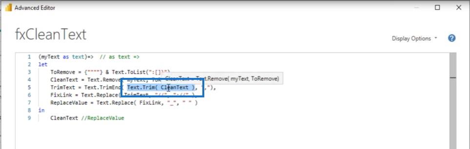 Створення спеціальної функції очищення тексту в Power Query