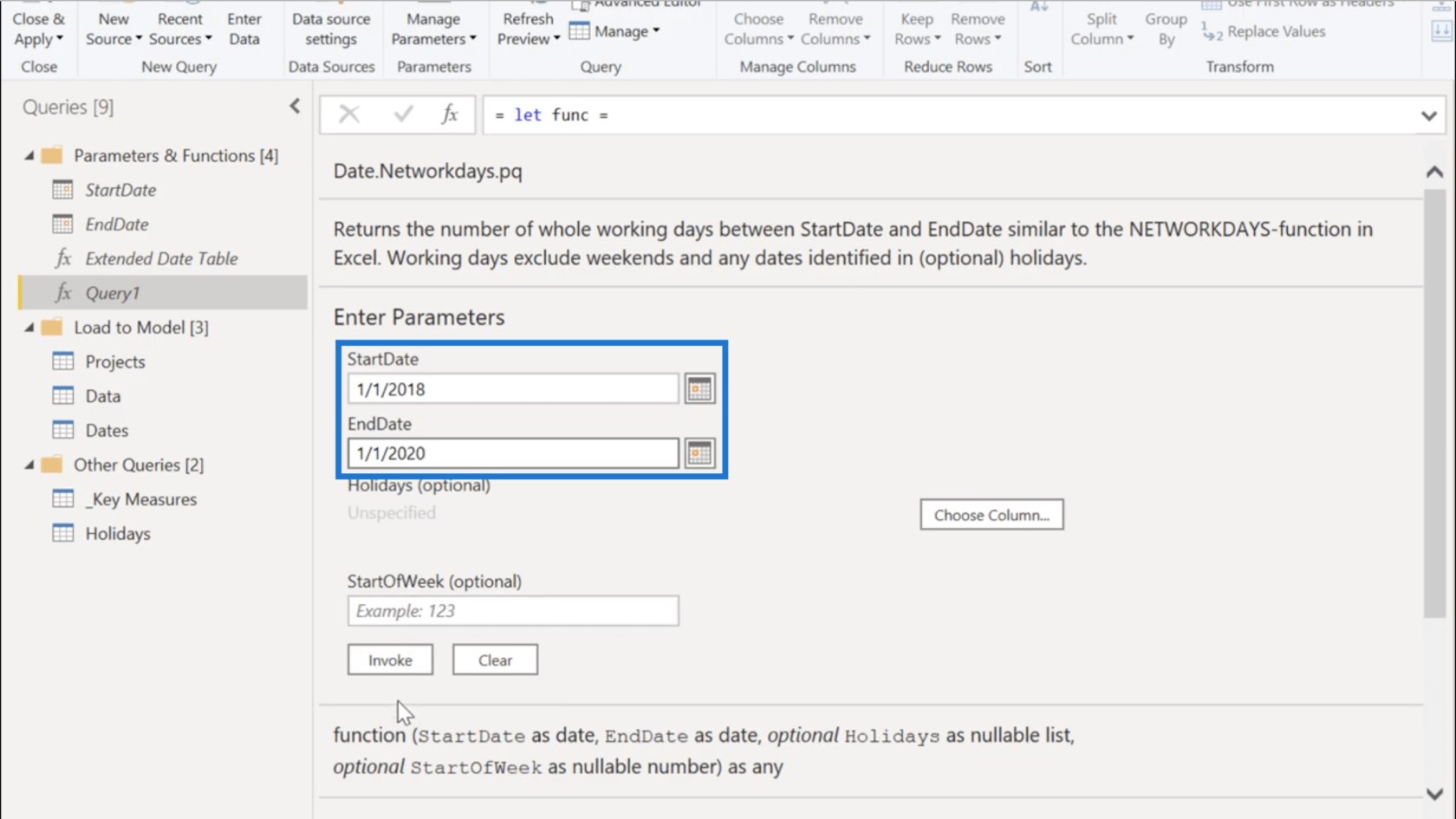 Beräkna arbetsdagar mellan två datum i LuckyTemplates