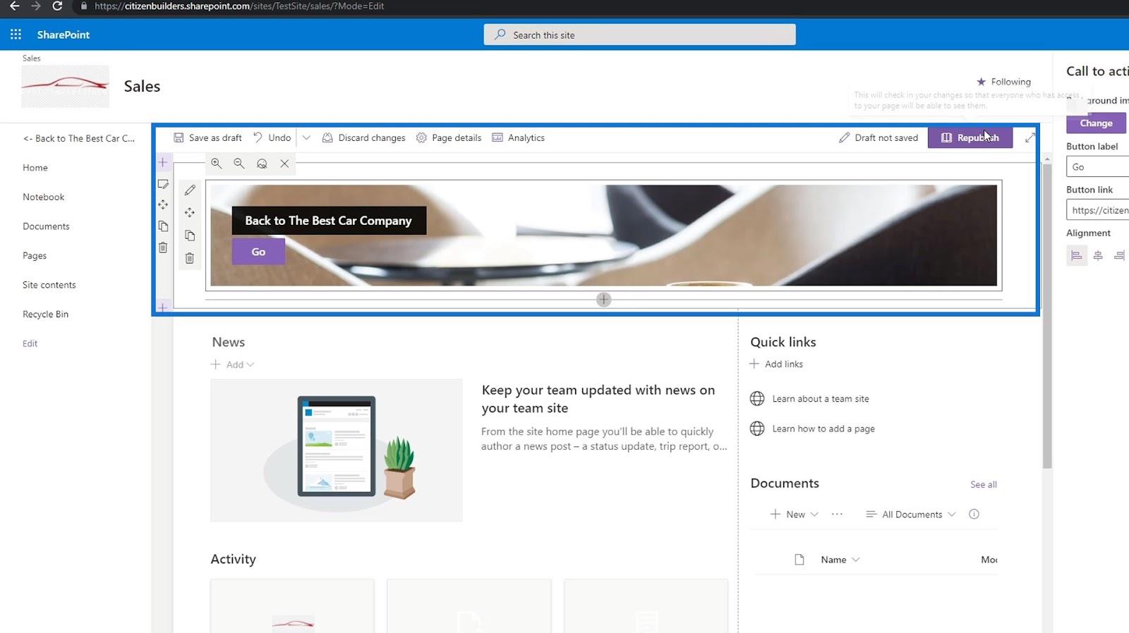 Prvky navigace na webu SharePoint: Přehled