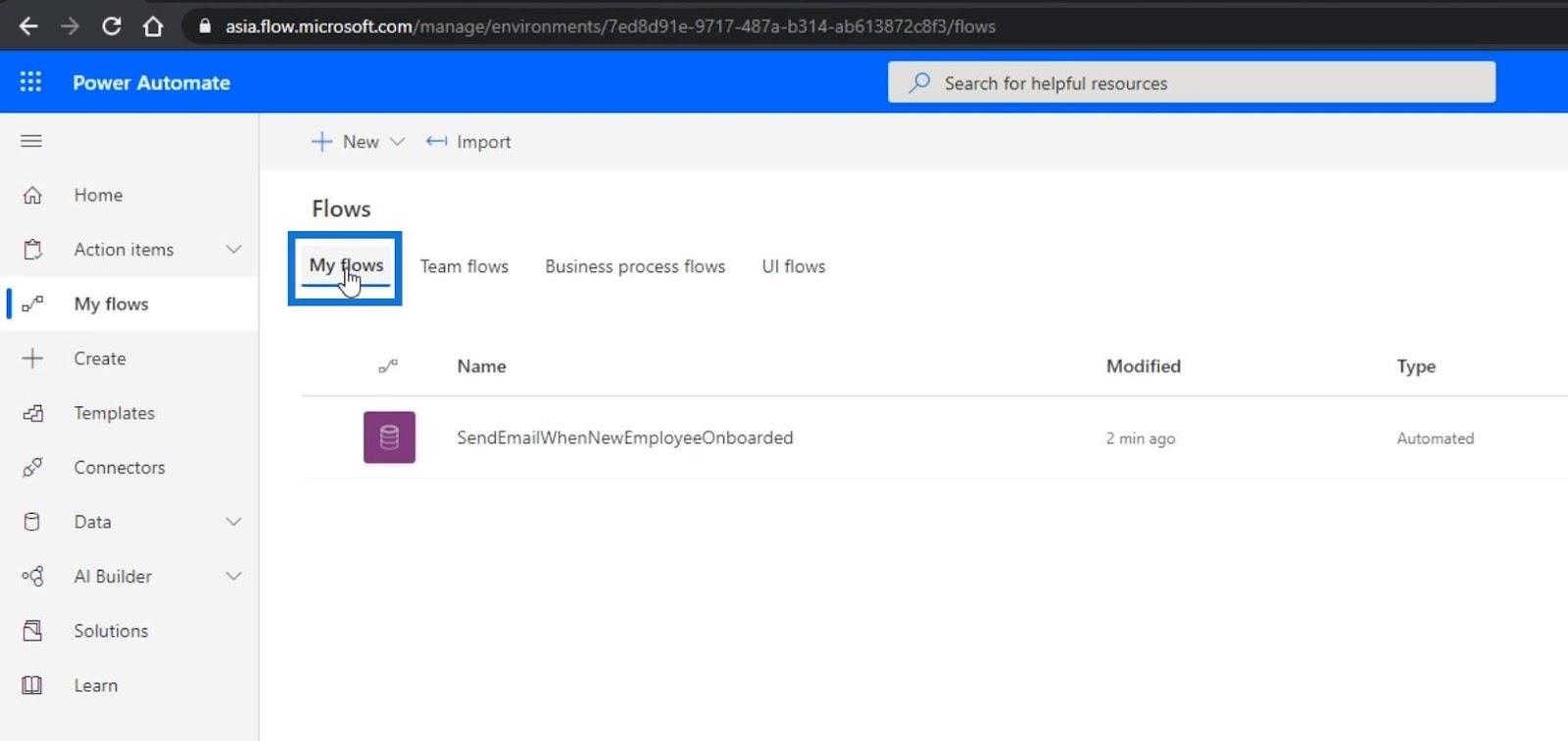 Business Process Flow -integraatio Power Automatessa