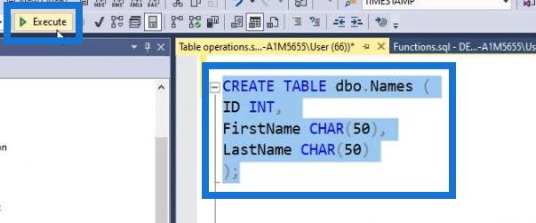 Grunnleggende SQL-tabelloperasjoner