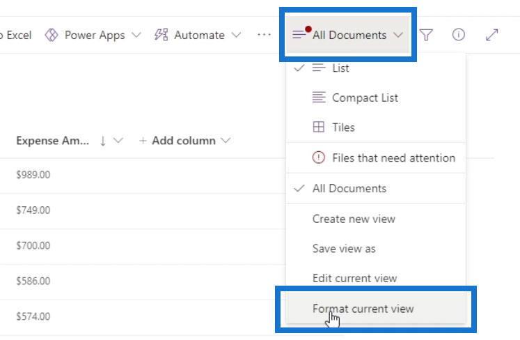 Se formatering i SharePoint