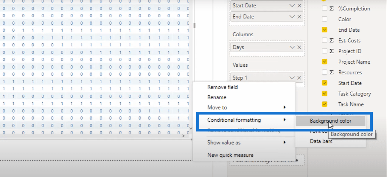 Skapa ett Gantt-diagram i LuckyTemplates med hjälp av matris