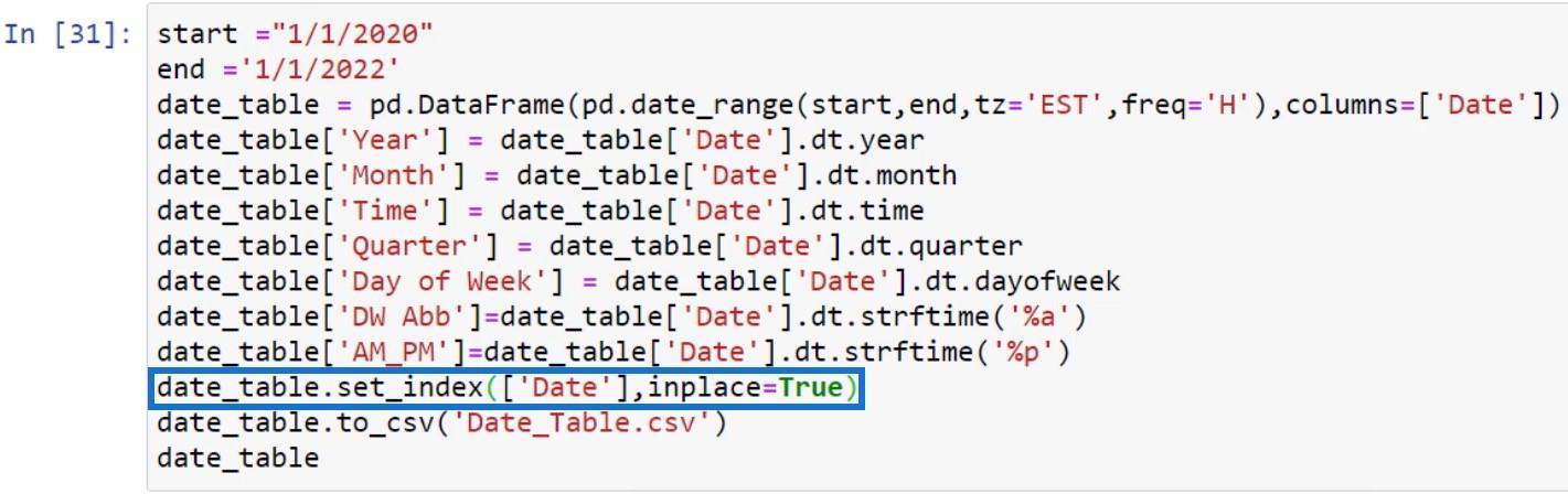 LuckyTemplates med Python-skript for å lage datotabeller