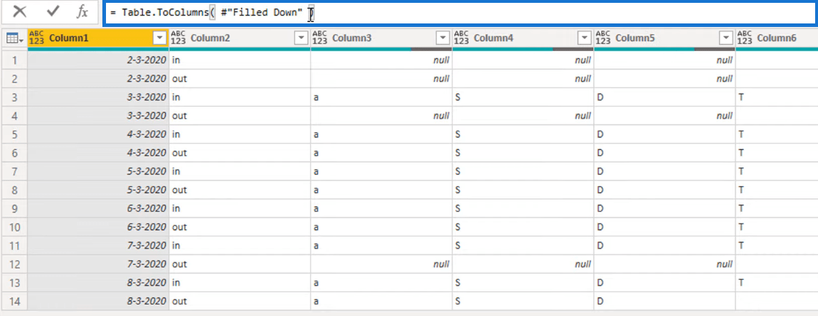 Forvandling af kalendertypelayout til tabelformat i LuckyTemplates ved hjælp af Query Editor