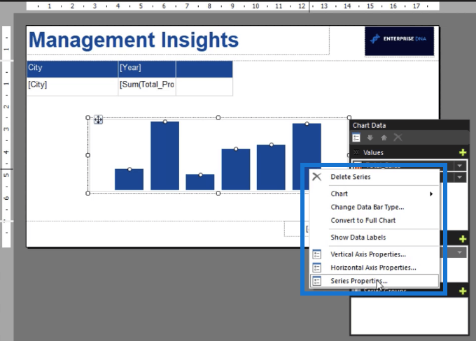 Hvordan formatere et SSRS Report Builder-datastolpediagram