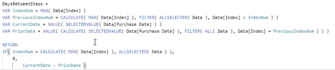 Hvordan beregne forskjellen i dager mellom kjøp ved å bruke DAX i LuckyTemplates