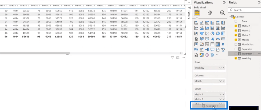 Matriisivisualisointi LuckyTemplatesissa