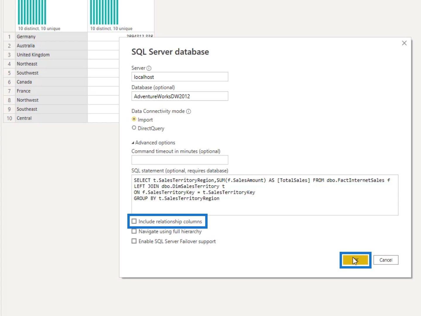 Frågevikning och anslutning till SQL Server