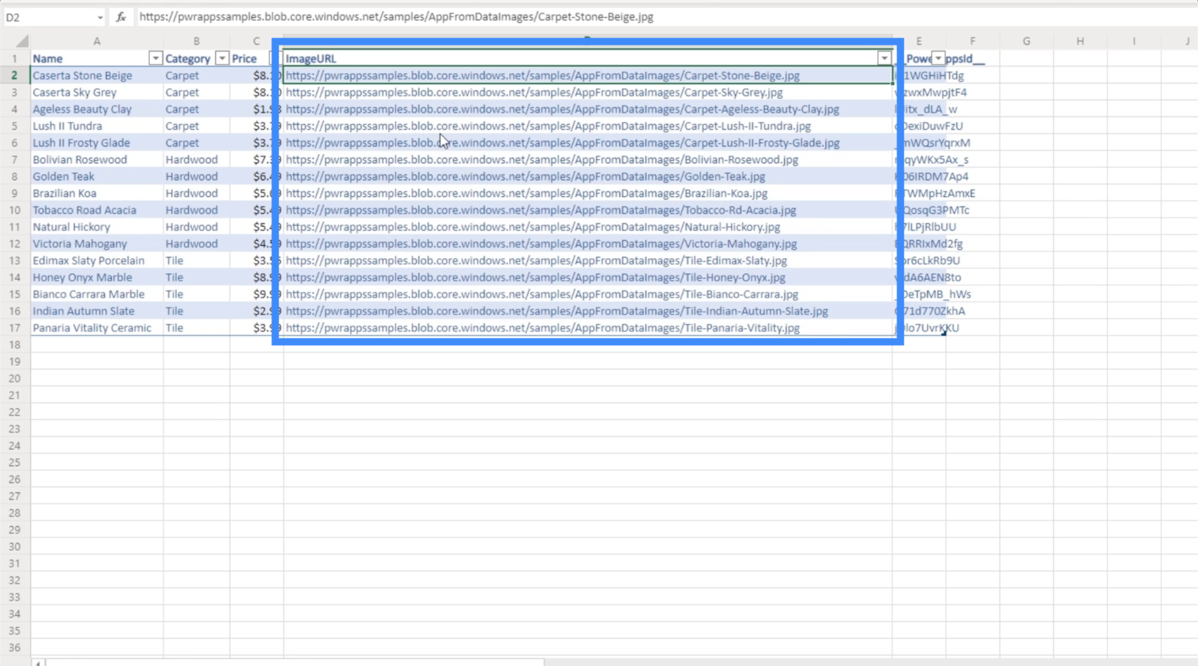 PowerApps-diagrammer, grafer og dynamiske billeder