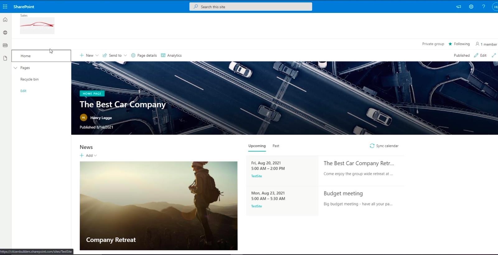 Prvky navigace na webu SharePoint: Přehled