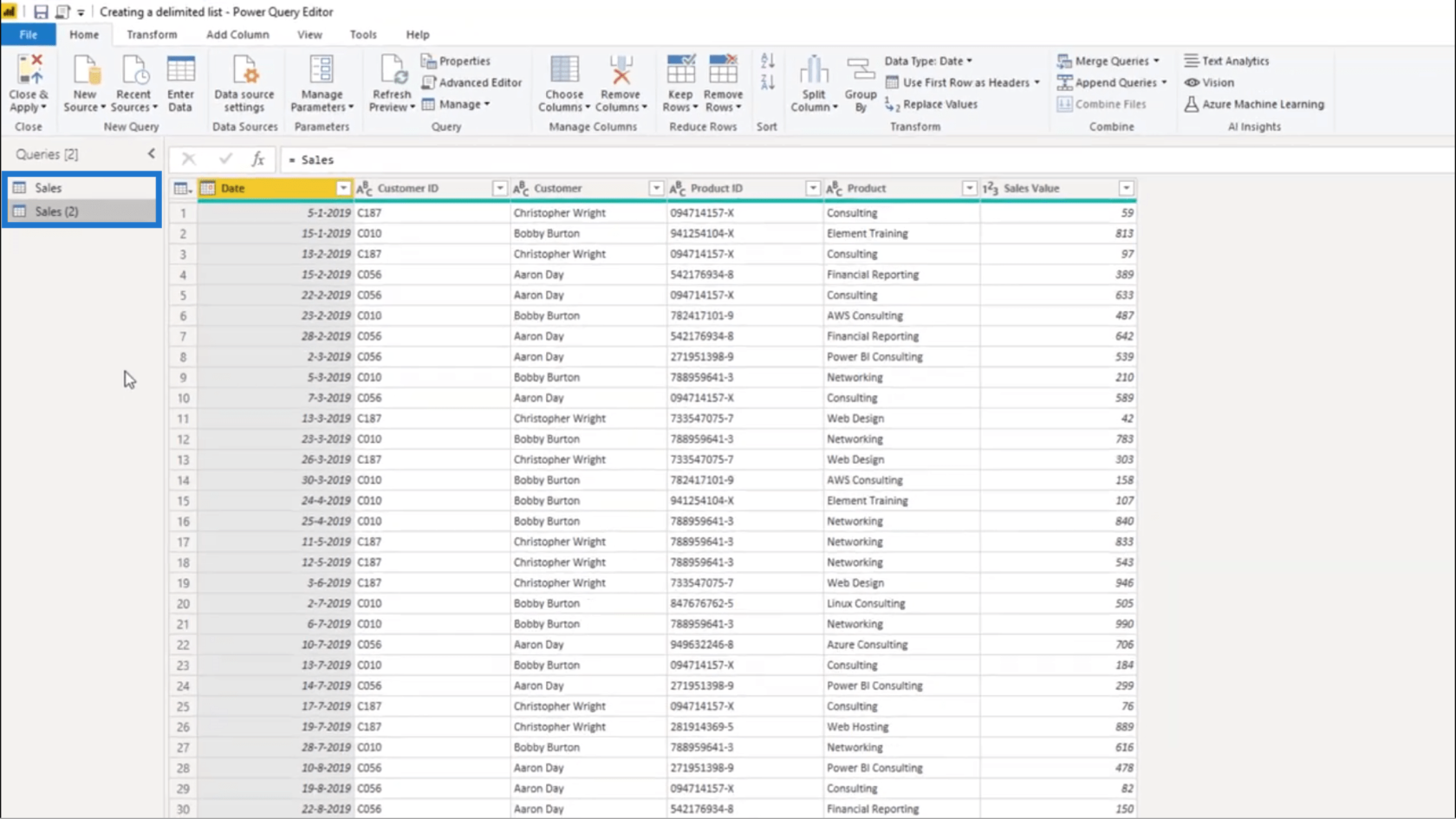 Створення списку з роздільниками в Power Query – навчальний посібник із редактора запитів